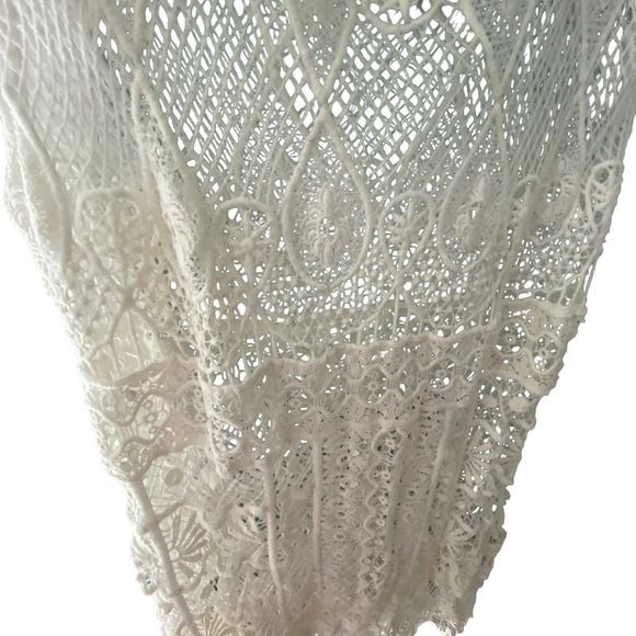 Nasty Gal Women White Crochet Dress or Cover-Up Sleeveless Large - Picture 4 of 7